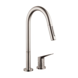 [HAN-34822801] Hansgrohe 34822801 Axor Citterio M Single Handle Pull Down Spray Kitchen Faucet Steel Optik