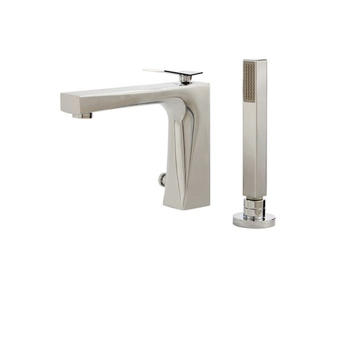 [AQB-19074BN] Aquabrass 19074 Chicane 2 Piece Deckmount Tub Filler With Handshower Brushed Nickel