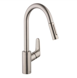 [HAN-04920800] Hansgrohe 04920800 Focus HighArc Kitchen Faucet Stainless Steel Optic